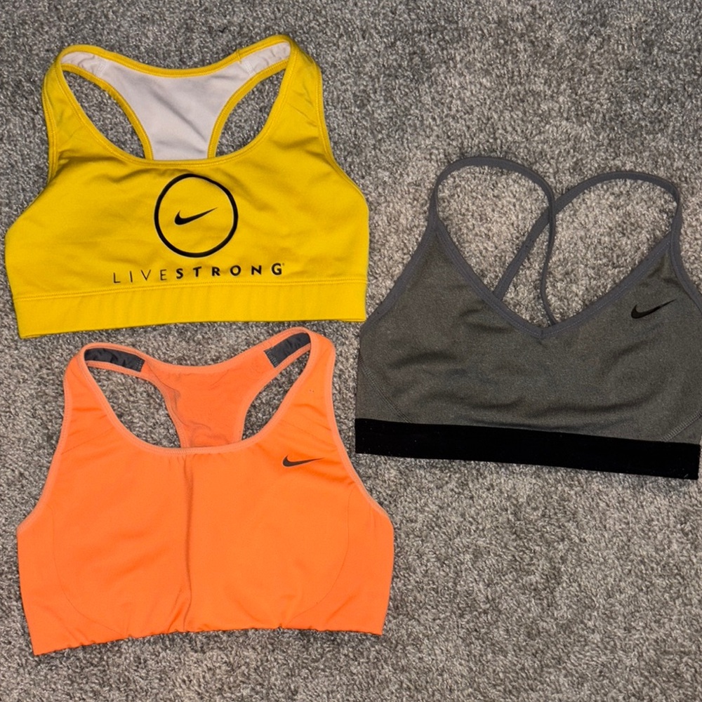 Nike Women's Sports Bra Set - Yellow, Orange, Gray size S